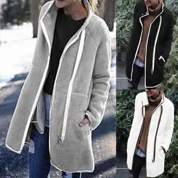 Winter Fleece Basic Jacket Long Sleeve Hit color Female Coat 2020 Stand Collar Zipper Casual Plus velvet lamb Outerwear
Winter Fleece Basic Jacket Long Sleeve Hit color Female Coat 2020 Stand Collar Zipper Casual Plus velvet lamb Outerwear