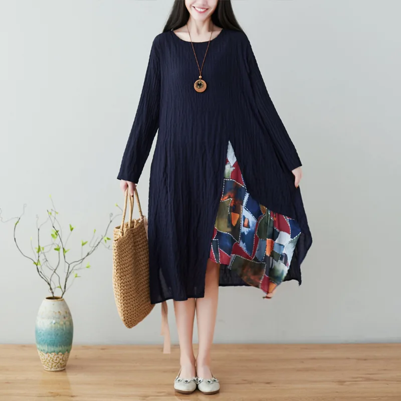 2019 Spring Clothing New Style Ethnic-Style WOMEN'S Dress Large Size Loose-Fit Joint Printed Long Sleeve Mid-length Dress Slimmi
2019 Spring Clothing New Style Ethnic-Style WOMEN'S Dress Large Size Loose-Fit Joint Printed Long Sleeve Mid-length Dress Slimmi