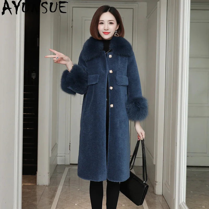 AYUNSUE Real Fur Coat Women Clothes 2020 Winter Sheep Shearing Wool Jacket Fox Fur Collar Long Korean Plus Size Fur Coats KJ3764
AYUNSUE Real Fur Coat Women Clothes 2020 Winter Sheep Shearing Wool Jacket Fox Fur Collar Long Korean Plus Size Fur Coats KJ3764