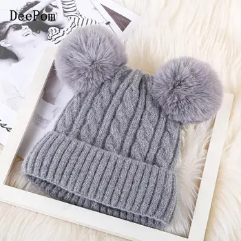 DeePom 2020 New Winter Hat Women Cute Two Pompom Fur Beanie Bonnet With Velvet Thick Warm Ski Snow Hat Female Knitted Fashion 
DeePom 2020 New Winter Hat Women Cute Two Pompom Fur Beanie Bonnet With Velvet Thick Warm Ski Snow Hat Female Knitted Fashion