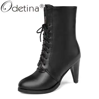 Odetina Women Fashion Lace Up Spike Mid Heel Sewing Short Boots Ladies New Winter Round Toe Cross-tied Vintage Motorcycle boots
Odetina Women Fashion Lace Up Spike Mid Heel Sewing Short Boots Ladies New Winter Round Toe Cross-tied Vintage Motorcycle boots