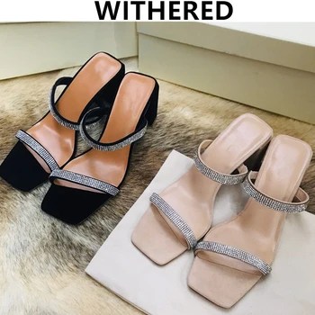 Withered ins fashion blogger retro Bright diamond high square heel mules open peep toe party sandals women shoes women sandals
Withered ins fashion blogger retro Bright diamond high square heel mules open peep toe party sandals women shoes women sandals