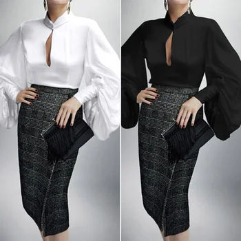 ZANZEA Spring V Neck Long Puff Sleeve OL Blouse Elegant Women Casual Loose Work Tops Chemise Femme Blusas Plus Size Solid Shirt7
ZANZEA Spring V Neck Long Puff Sleeve OL Blouse Elegant Women Casual Loose Work Tops Chemise Femme Blusas Plus Size Solid Shirt7