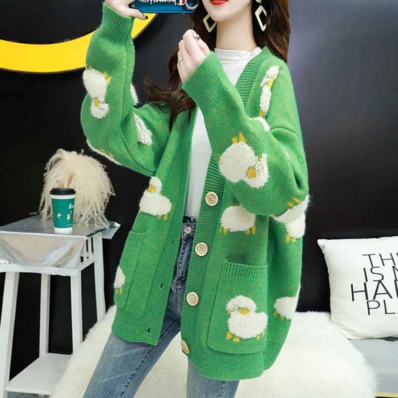 FREE SHIPPING Korean Knitting Sweater Sheep Cartoon Print JKP4773