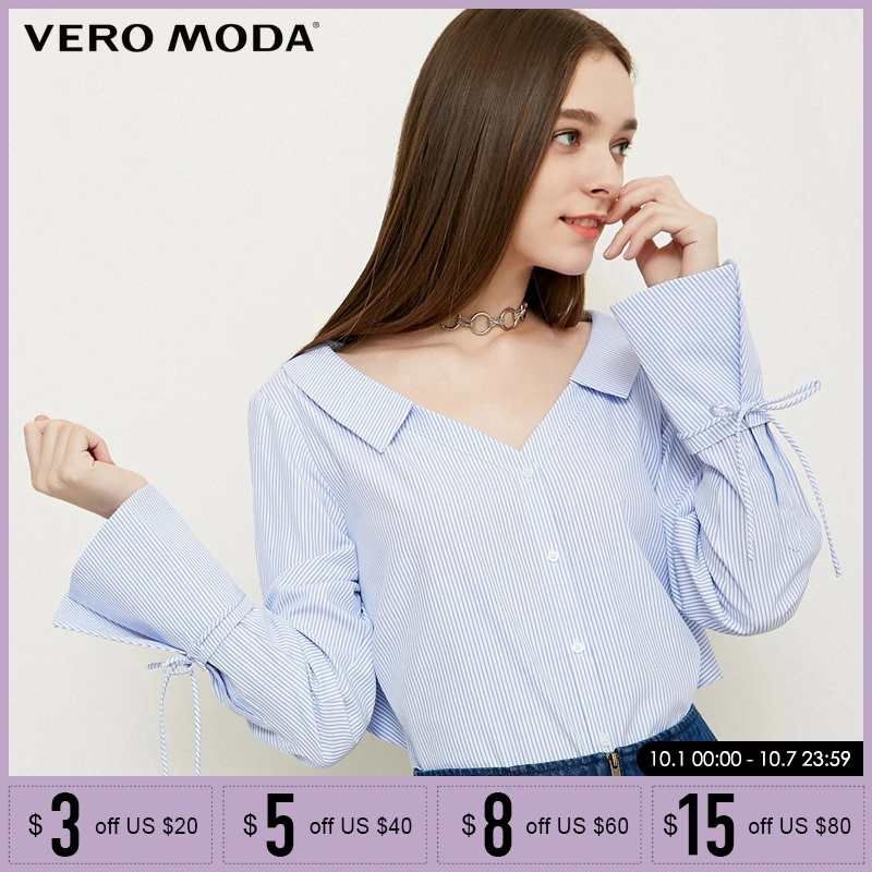 Vero Moda 2019 Spring Summer New Women's Turn-down Collar Stripe Drawstring Cinched Waist Shirt |318205533
Vero Moda 2019 Spring Summer New Women's Turn-down Collar Stripe Drawstring Cinched Waist Shirt |318205533