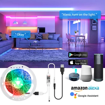 WiFi Smart LED Strip Light 5V USB RGB TV Backlight Tape Lamp Bluetooth Control WiFi Smart Light Google Assitant Alexa Echo Dot
WiFi Smart LED Strip Light 5V USB RGB TV Backlight Tape Lamp Bluetooth Control WiFi Smart Light Google Assitant Alexa Echo Dot