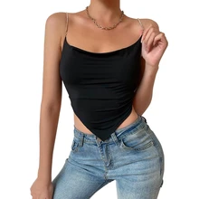 Summer Ladies Solid Color Camisole Girls Fashionable Irregular Hem Rhinestone Shoulder Strap Sleeveless Chest Wrap Backless Top
Summer Ladies Solid Color Camisole Girls Fashionable Irregular Hem Rhinestone Shoulder Strap Sleeveless Chest Wrap Backless Top