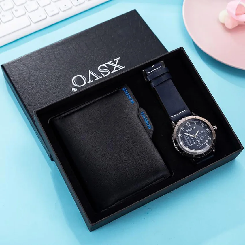 Top Designer 2pcs/set gift set wallet large dial quartz watch box Big Gift Set for boyfriend Reloj Hombre Date Relogio Masculino
Top Designer 2pcs/set gift set wallet large dial quartz watch box Big Gift Set for boyfriend Reloj Hombre Date Relogio Masculino