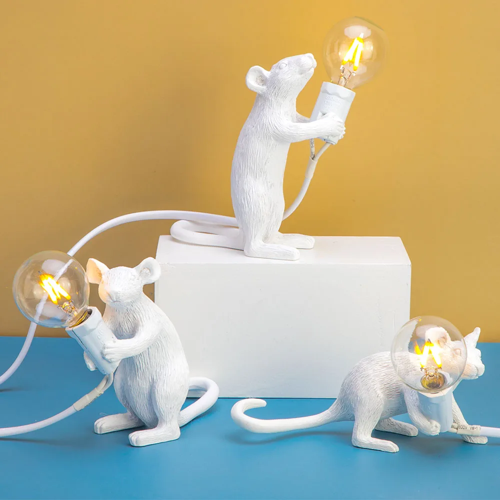 Фото Светодиодный настольный светильник Hiyork из смолы с мышкой крысы | Ночники (4001089558152)