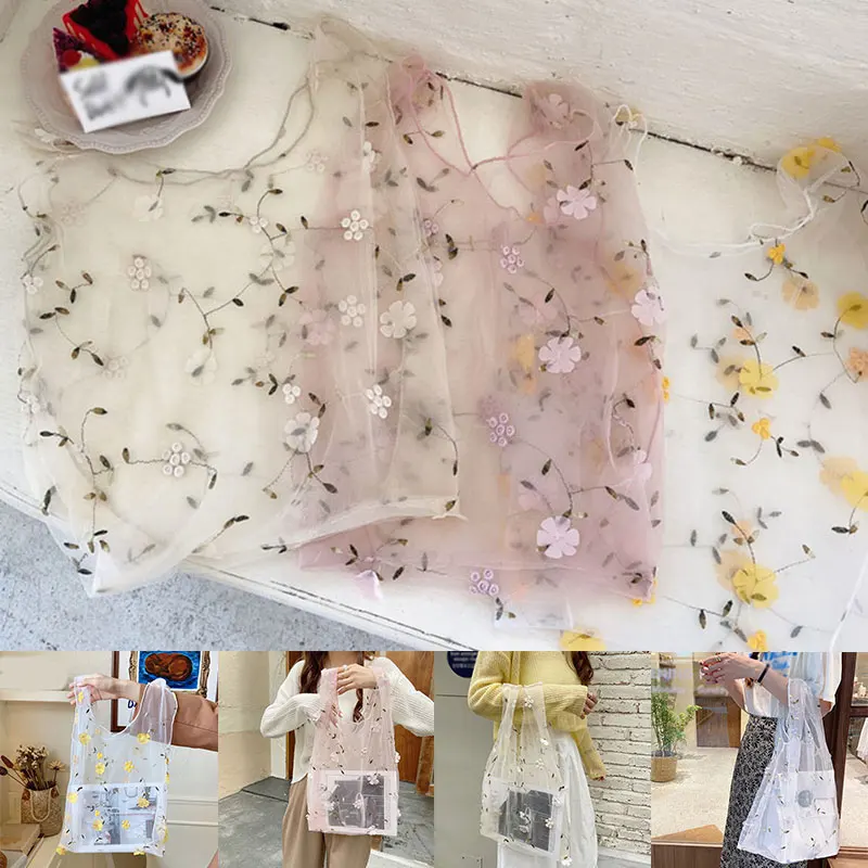 2020 New Summer Women Transparent Handbag Daisy Flower Embroidery Eco Tote Bags Mesh Cloth Handbags For Girls Bolsas
2020 New Summer Women Transparent Handbag Daisy Flower Embroidery Eco Tote Bags Mesh Cloth Handbags For Girls Bolsas