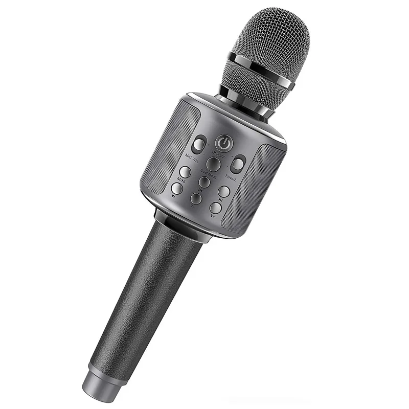 Фото Bluetooth Karaoke Microphone Wireless With Dual Sing Portable Leather Rechargeable Handheld Mic | Электроника