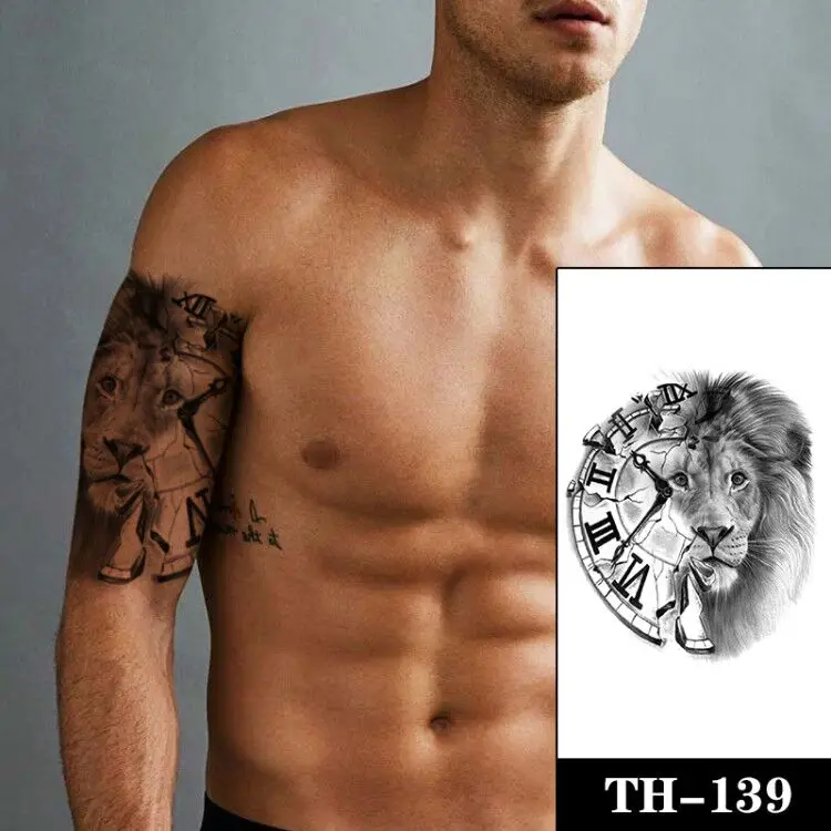 Large Size Lion Head Clock Letters Tattoos for Men Stickers Body Arm Art Waterproof Temporary Tattoo Flash Fake Tatoos for Women
Large Size Lion Head Clock Letters Tattoos for Men Stickers Body Arm Art Waterproof Temporary Tattoo Flash Fake Tatoos for Women