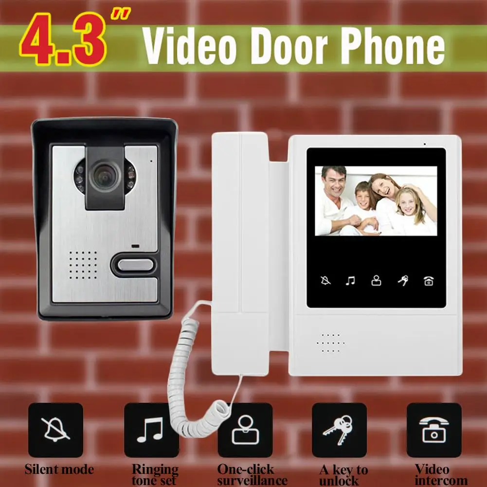 Video Wired Intercom Doorbell Kit Door Phone System 4.3" LCD Monitor LED IR Night Vision Camera Doorphone Telephone Style Home
Video Wired Intercom Doorbell Kit Door Phone System 4.3" LCD Monitor LED IR Night Vision Camera Doorphone Telephone Style Home