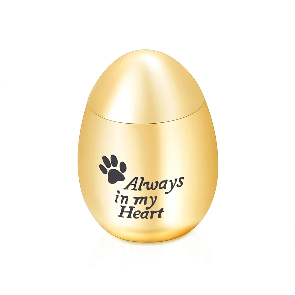 Stainless Steel Egg Shape Cremation Urn Paw Print Always in My Heart Keepsake Memorial Pet/Human Funeral Urn - Custom Engraving
Stainless Steel Egg Shape Cremation Urn Paw Print Always in My Heart Keepsake Memorial Pet/Human Funeral Urn - Custom Engraving