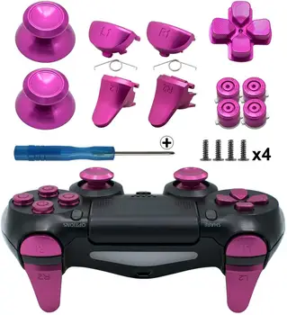 

Rose Aluminum Metal Thumbsticks Analog Grip & Bullet Buttons & D-pad & L1 R1 L2 R2 Trigger for PS4 Slim Pro Controller Gen 2