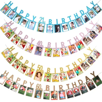 1 Set Photos Bunting Happy Birthday Party Decoration Photograph Pictures Banner for 1 16 30 40 50 60 Anniversary Supplies Decor 
1 Set Photos Bunting Happy Birthday Party Decoration Photograph Pictures Banner for 1 16 30 40 50 60 Anniversary Supplies Decor