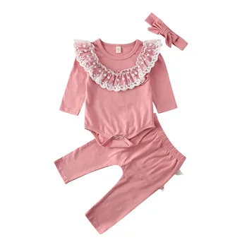 0-24M Toddler Kids Baby Girl Infant Clothes Sets Ruffles Solid Lace Romper Top Pants Headband 3PCS Outfit Tracksuit
0-24M Toddler Kids Baby Girl Infant Clothes Sets Ruffles Solid Lace Romper Top Pants Headband 3PCS Outfit Tracksuit