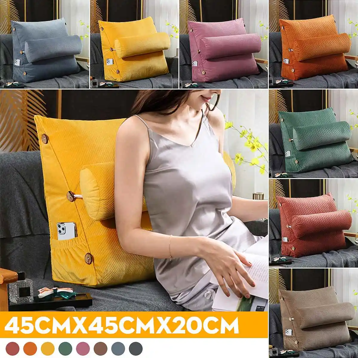 45x45x20cm Stereoscopic velvet Canvas Triangular Backrest Cushion Wedge Lumbar Pillow Support Cushion Backrest Bolster Headboard
45x45x20cm Stereoscopic velvet Canvas Triangular Backrest Cushion Wedge Lumbar Pillow Support Cushion Backrest Bolster Headboard