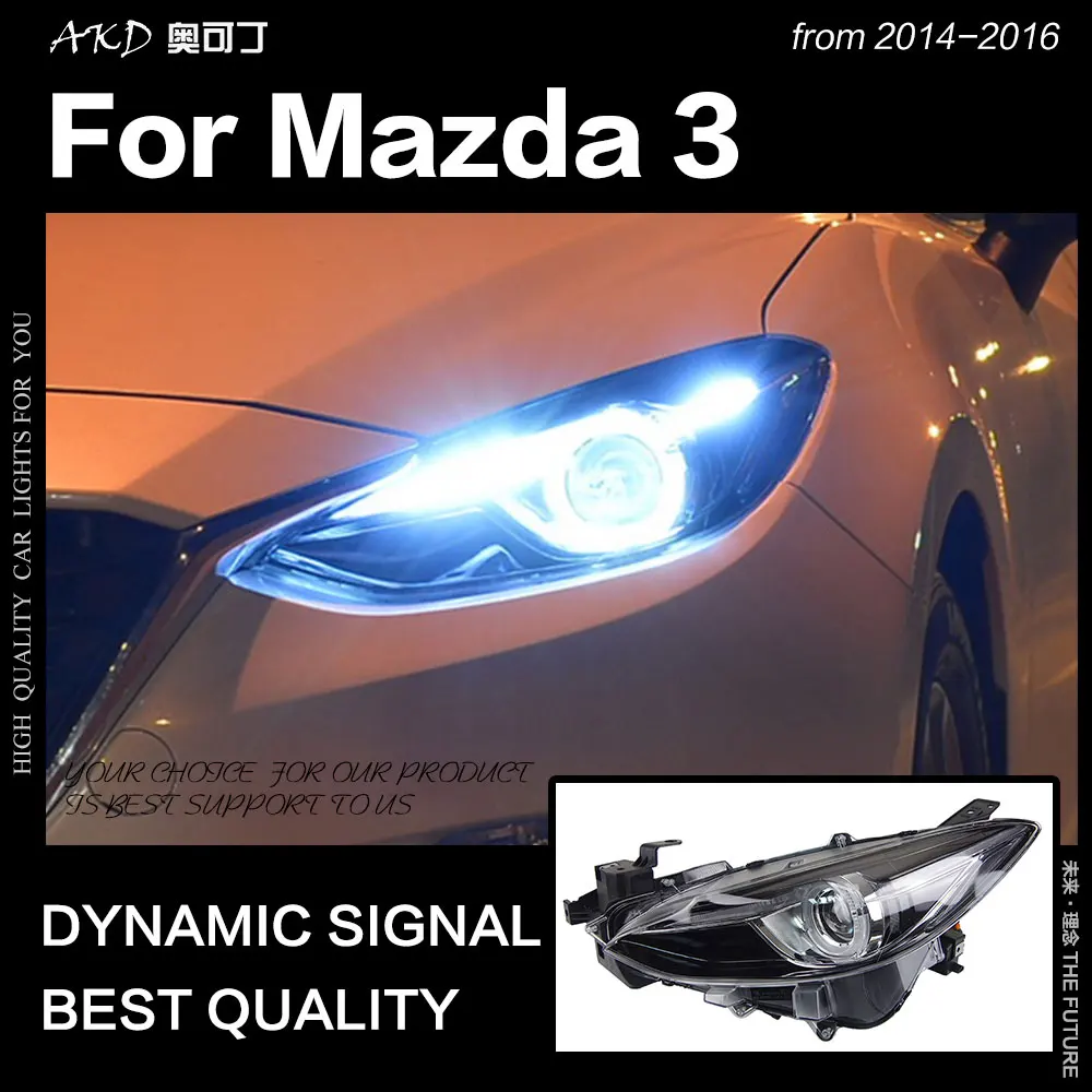 

AKD Car Styling for Mazda 3 Headlights 2014-2016 Mazda3 Axela LED Headlight LED DRL Hid Head Lamp Angel Eye Bi Xenon Accessories