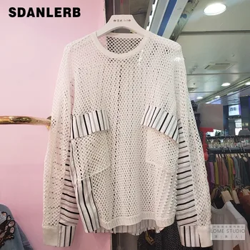 Sexy Hollow Sweater Woamn 2020 Summer Autumn Casual Round Neck Cutout Mesh Panel Striped Shirt Long Sleeve Pullovers Jumper
Sexy Hollow Sweater Woamn 2020 Summer Autumn Casual Round Neck Cutout Mesh Panel Striped Shirt Long Sleeve Pullovers Jumper