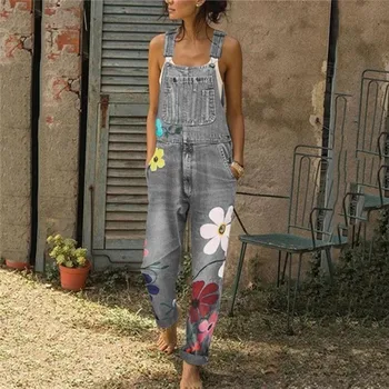Autumn Women's Floral Print Jeans Jumpsuit Straightforward Tight Calf Jumpsuit Pocket Button Casual Jumpsuits
Autumn Women's Floral Print Jeans Jumpsuit Straightforward Tight Calf Jumpsuit Pocket Button Casual Jumpsuits