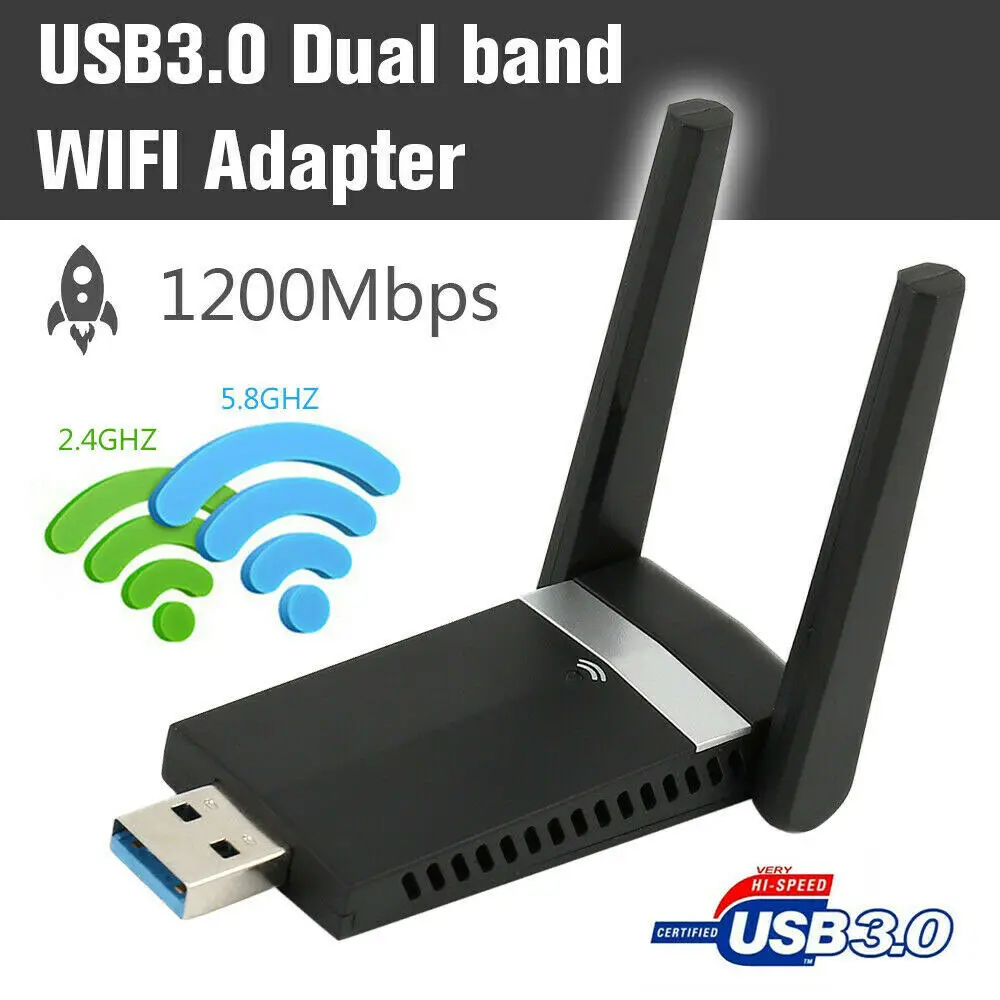 1200Mbps Wireless USB Wifi Adapter Dongle Dual Band USB3.0 Network Card Adapter 2.4G/5.8GHz PC Antenna For Laptop Windows/Mac OS
1200Mbps Wireless USB Wifi Adapter Dongle Dual Band USB3.0 Network Card Adapter 2.4G/5.8GHz PC Antenna For Laptop Windows/Mac OS