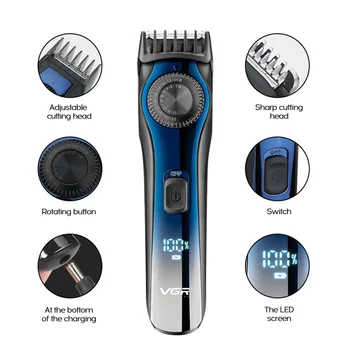 VGR High Definition Digital Display USB Charge Hair Cutter Adjustable Teeth Space Male Engrave Professional Electric Clipper 
VGR High Definition Digital Display USB Charge Hair Cutter Adjustable Teeth Space Male Engrave Professional Electric Clipper