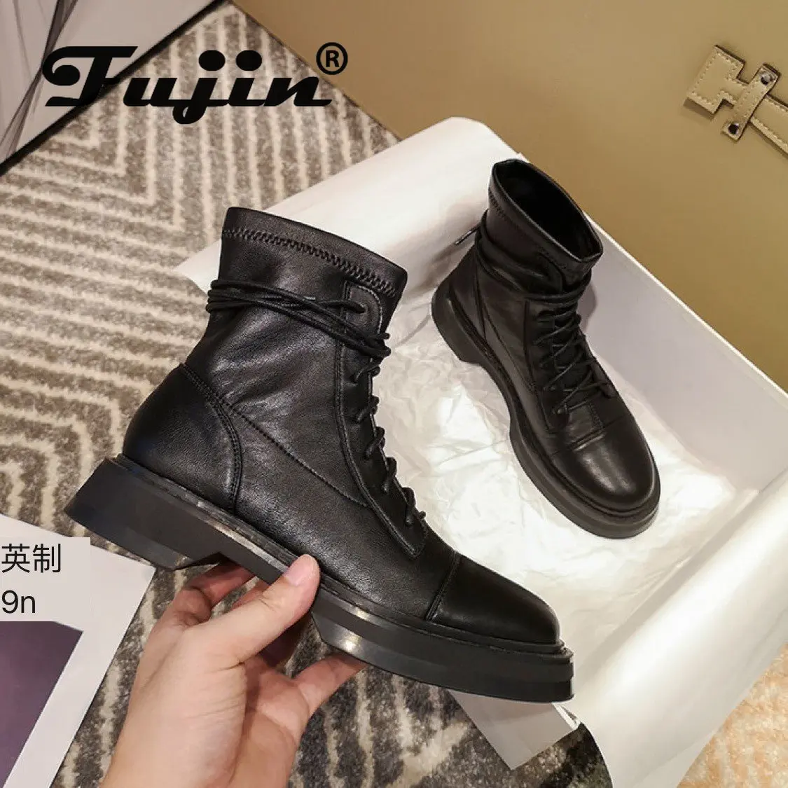fujin Autumn Winter Bootie Buckle Strap Motorcycle Bota Shiny Leather Patchwork New Arrival Boots Flat Platform Botas Mujer
fujin Autumn Winter Bootie Buckle Strap Motorcycle Bota Shiny Leather Patchwork New Arrival Boots Flat Platform Botas Mujer