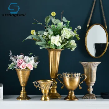 Strongwell Vintage Luxury Goblet Dried Flower Vase Nordic Gold Iron Vase Dining Table Home Bedroom Soft Decoration Wedding Gift
Strongwell Vintage Luxury Goblet Dried Flower Vase Nordic Gold Iron Vase Dining Table Home Bedroom Soft Decoration Wedding Gift