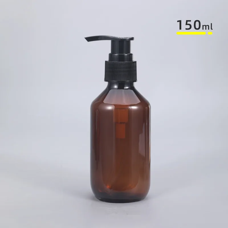 

10Pcs 150ML Dark Brown Pump Bottle Bathroom Shampoo Soap Shower Gel Refillable Bottles Travel Dispenser Container