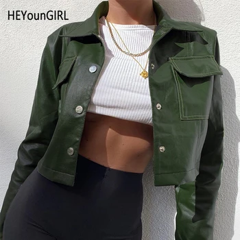 New Sexy Harajuku Faux Leather Cropped Jacket Lpng Sleeve Green Coat Women Casual Elegant Overcoat Ladies Autumn High Street
New Sexy Harajuku Faux Leather Cropped Jacket Lpng Sleeve Green Coat Women Casual Elegant Overcoat Ladies Autumn High Street
