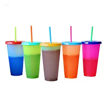 5pcs 710ML PP Temperature Magical Color Changeing Tumbler Cups In Bulk Colorful Cold Water Coffee Mug Bottles Cup With Straws
5pcs 710ML PP Temperature Magical Color Changeing Tumbler Cups In Bulk Colorful Cold Water Coffee Mug Bottles Cup With Straws