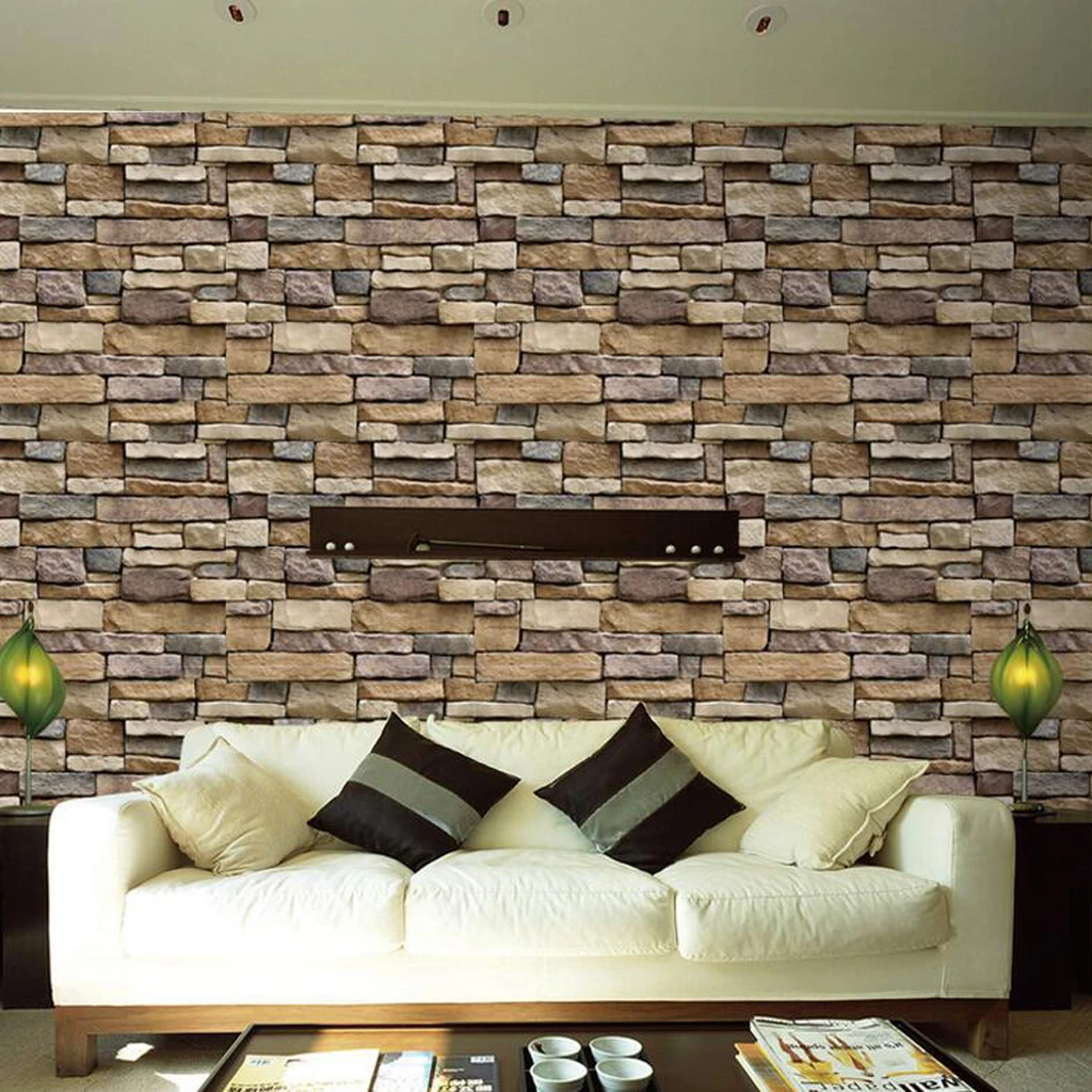 Retro 3D Effect Wallpaper Natural Brick Effect Stone Brick Tile Print Wall Paper -39.37 x 17.72 inch Retro 3D Effect Wallpaper Natural Brick Effect Stone Brick Tile Print Wall Paper -39.37 x 17.72 inch