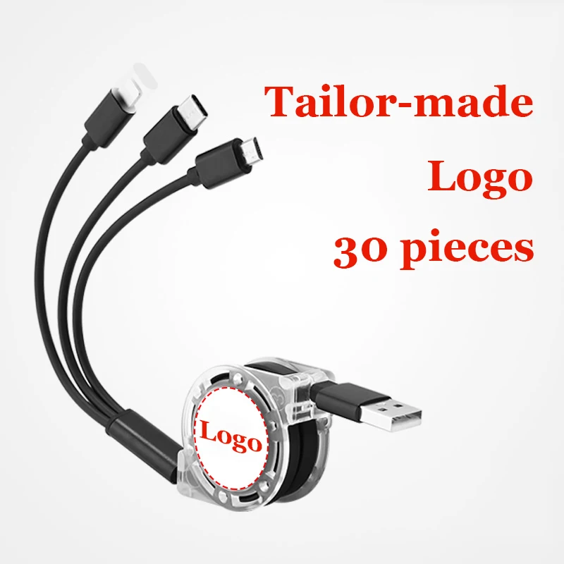 Telescopic Three In One 2.4A Data Line for Apple Type-c Android Fast Charging Cable customize Logo 30 pieces 
Telescopic Three In One 2.4A Data Line for Apple Type-c Android Fast Charging Cable customize Logo 30 pieces
