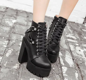 Fashion Black Boots Women Heel Spring Autumn Lace-up Soft Leather Platform Shoes Woman Party Ankle Boots High Heels 2020
Fashion Black Boots Women Heel Spring Autumn Lace-up Soft Leather Platform Shoes Woman Party Ankle Boots High Heels 2020