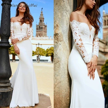 Beach Style 2020 Long Sleeves Mermaid Wedding Dress with a Belt Sexy Deep V-Neck Lace Applique Bridal Gown Custom Made
Beach Style 2020 Long Sleeves Mermaid Wedding Dress with a Belt Sexy Deep V-Neck Lace Applique Bridal Gown Custom Made
