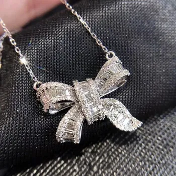 Luxury 925 Sterling Silver Butterfly Pendant Necklace Pave Square Diamond Unique wedding Cocktail Jewelry gift With 45cm Chain
Luxury 925 Sterling Silver Butterfly Pendant Necklace Pave Square Diamond Unique wedding Cocktail Jewelry gift With 45cm Chain