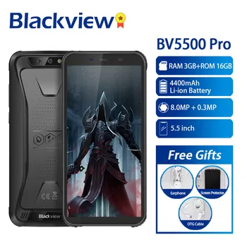 

Original New Blackview BV5500 Pro IP68 Waterproof 4G Mobile Phone 3GB+16GB 5.5" Screen 4400mAh Android 9.0 Pie Rugged Smartphone