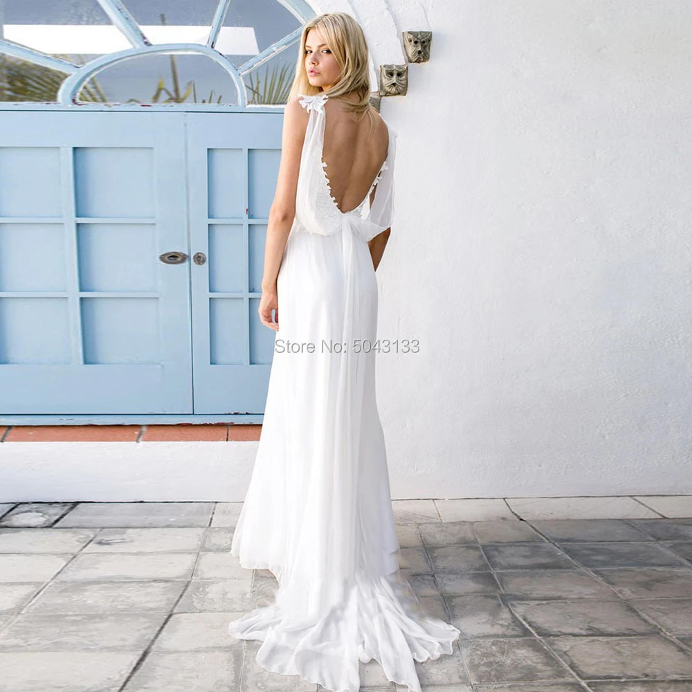 Spaghetti Straps A Line Boho Wedding Dresses Lace Applique V Neck Sleeveless Bride Dress Backless Chiffon Beach Wedding Gowns
Spaghetti Straps A Line Boho Wedding Dresses Lace Applique V Neck Sleeveless Bride Dress Backless Chiffon Beach Wedding Gowns