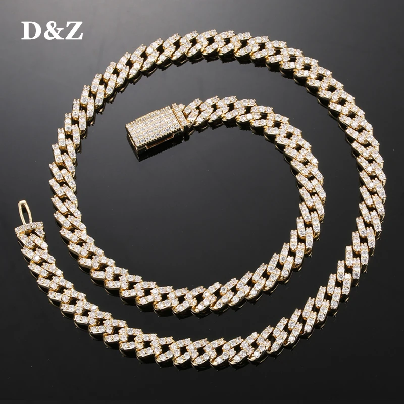 

Ожерелье D & Z мужское из кубинской цепи с пряжкой, плетеная цепочка 8 мм, украшение в стиле хип-хоп, со сверкающими Фианитами, ювелирное изделие