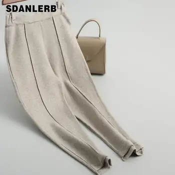 Women Solid Color Elastic Waist Warm Knit Trousers Ladies Autumn Winter Ankle-length Sweater Harem Pants
Women Solid Color Elastic Waist Warm Knit Trousers Ladies Autumn Winter Ankle-length Sweater Harem Pants