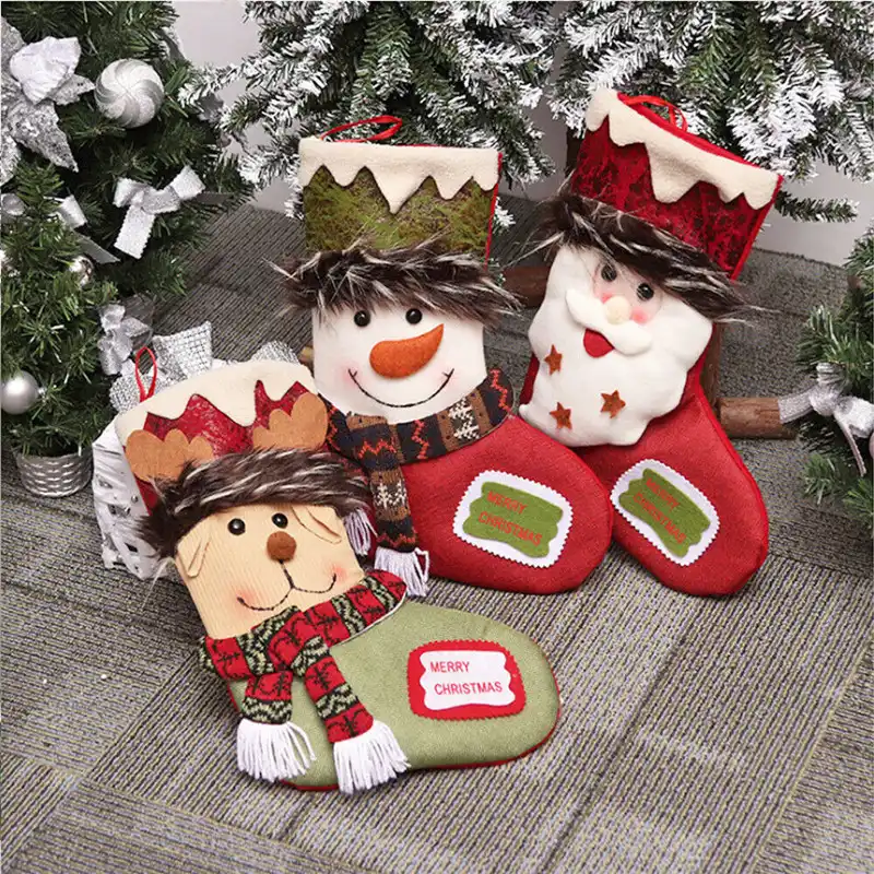 christmas stocking gift holder decoration 3d santa sack snowman