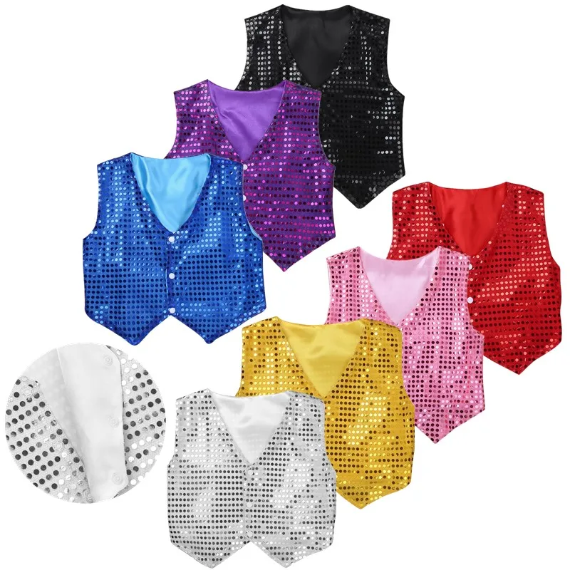 Children Hip-hop Jazz Street Dance Vest Boys Girls Shiny Sequin Waistcoat Kids Choir Christmas Party Stage Performance Costume
Children Hip-hop Jazz Street Dance Vest Boys Girls Shiny Sequin Waistcoat Kids Choir Christmas Party Stage Performance Costume