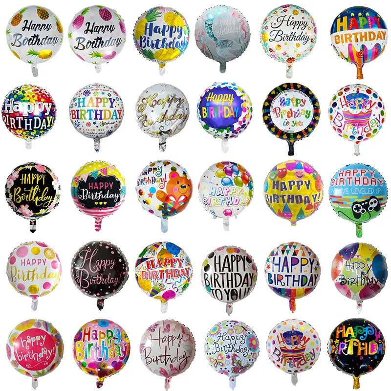 

10pcs 18inch Happy Birthday Foil Balloons Boy Girl Party Helium Round Ballon Baby Shower Birthday Party Decoration Kids Globos