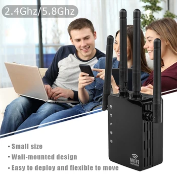 Wireless WiFi Repeater Convenient Practical User-friendly Design 1200Mbps Signal Amplifier 4 Antenna WiFi Range Extender
Wireless WiFi Repeater Convenient Practical User-friendly Design 1200Mbps Signal Amplifier 4 Antenna WiFi Range Extender