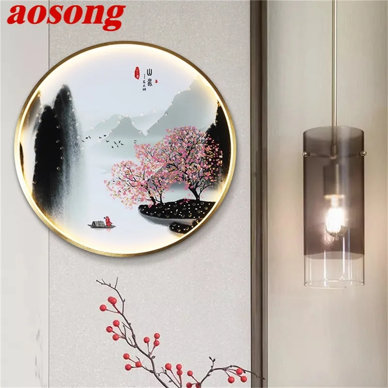 

AOSONG Indoor Wall Lamps Fixtures LED Chinese Style Mural Creative Light Sconces for Home Study Bedroom