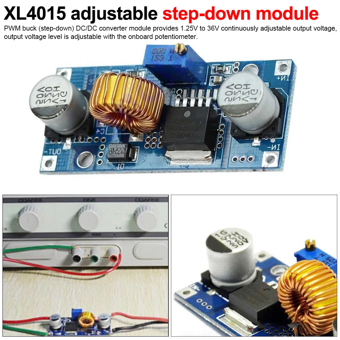 DC zu DC 4V-38V zu 1,25V-36V 5A MAX Abwärtsstromversorgung Abwärtsmodul XL4015 Einstellbares Abwärtsmodul
DC zu DC 4V-38V zu 1,25V-36V 5A MAX Abwärtsstromversorgung Abwärtsmodul XL4015 Einstellbares Abwärtsmodul