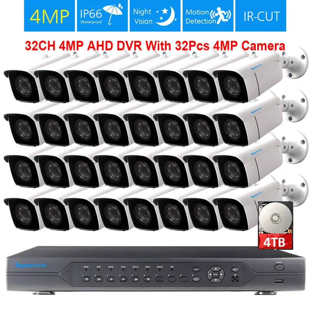 TOPROHOIME H.265+ 32CH 4MP security Camera System 4MP Outdoor Waterproof Nigh Vision CCTV video Surveillance camera kit P2P HDMI 
TOPROHOIME H.265+ 32CH 4MP security Camera System 4MP Outdoor Waterproof Nigh Vision CCTV video Surveillance camera kit P2P HDMI