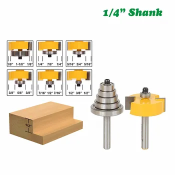 2PC/lot 1/4 Shank Milling Cutter Rabbet Router Bit Bearings Set Adjustable Tenon Cutter Cemented Carbide Woodworking Bit MC01010
2PC/lot 1/4 Shank Milling Cutter Rabbet Router Bit Bearings Set Adjustable Tenon Cutter Cemented Carbide Woodworking Bit MC01010