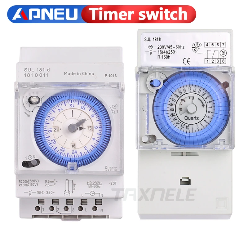 SUL181h SUL181d Mechanical Timer 24 hours Time Switch Relay Electrical Programmable Timer 24 hour Din Rail Timer Switch
SUL181h SUL181d Mechanical Timer 24 hours Time Switch Relay Electrical Programmable Timer 24 hour Din Rail Timer Switch